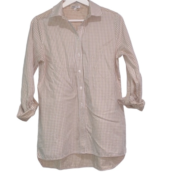 Tyler Boe tan checkered button down shirt size 4 - Picture 1 of 9
